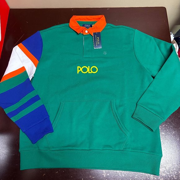 Polo Ralph Lauren Mens Green Spread Collared Pockets Summit Polo Shirt Size XL